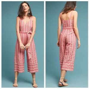 Anthropologie Ett:twa Robin Striped Cropped Wide Leg Jumpsuit Romper Size Small